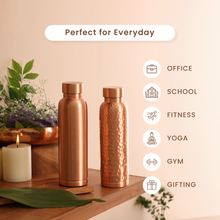 Load image into Gallery viewer, Hammered Finish Copper Bottle by Yellow Tribe
